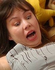 Lustful milf getting her tan pantyhose torn with teeth before wild fucking